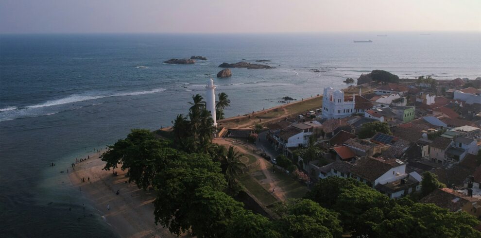 Aerial view of Galle Fort and lighthouse, Sri Lanka